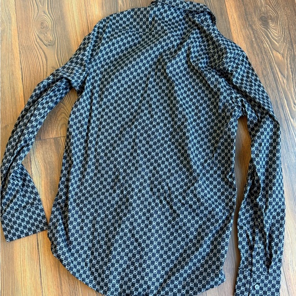 Michael Kors Navy Geometric Button Down Shirt - Picture 12 of 12